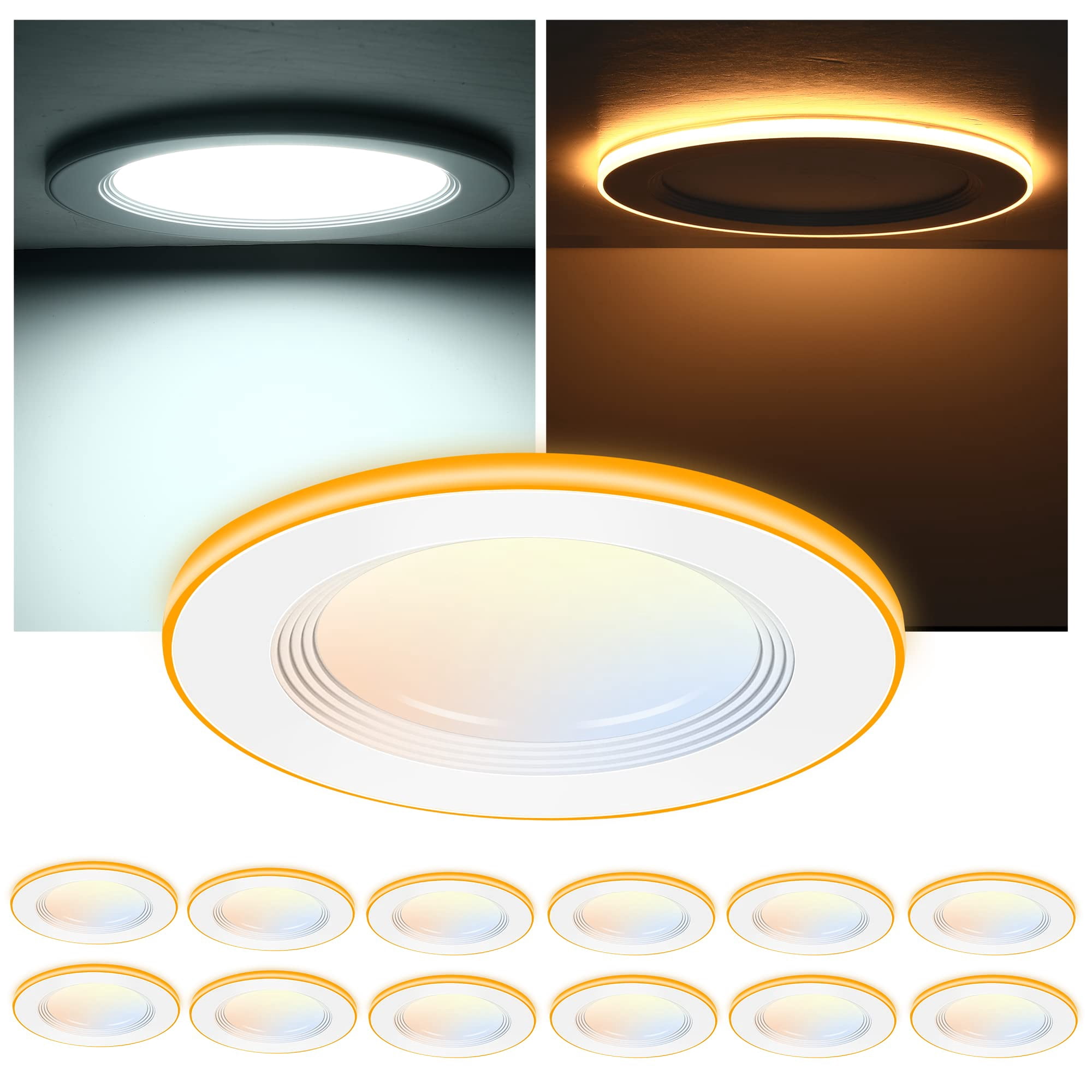 CLOUDY BAY [12 Pack] 4 Inch 5CCT LED Recessed Ceiling Light with Night ...