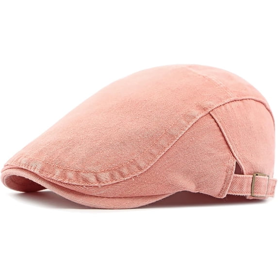 CLOUJI Newsboy Cap for Men Adjustable Flat Ivy Gatsby Cabbie Driving Hat Breathable Denim Cotton Golf Cap
