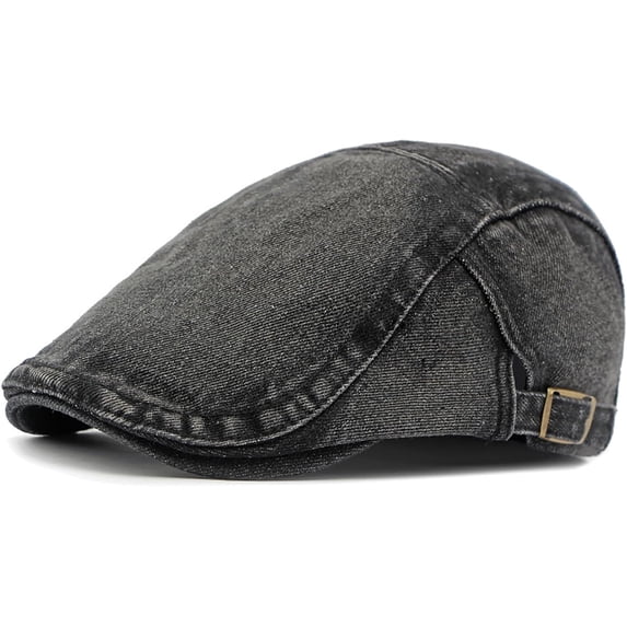 CLOUJI Newsboy Cap for Men Adjustable Flat Ivy Gatsby Cabbie Driving Hat Breathable Denim Cotton Golf Cap