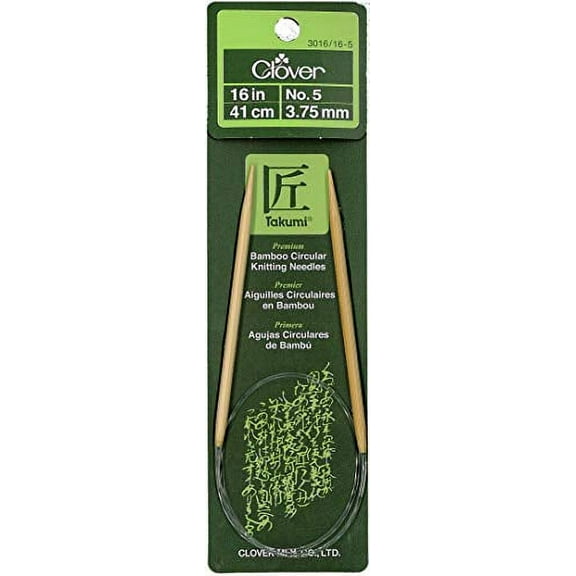 CLOVER 3016/16-05 Takumi Bamboo Circular 16-Inch Knitting Needles, Size 5