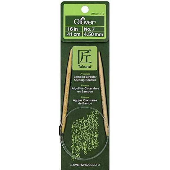 CLOVER 3016/16-07 Takumi Bamboo Circular 16-Inch Knitting Needles, Size 7