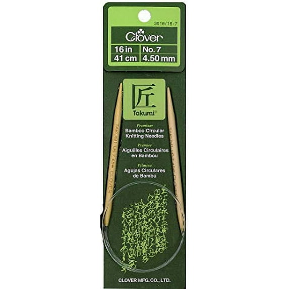 CLOVER 3016/16-07 Takumi Bamboo Circular 16-Inch Knitting Needles, Size 7