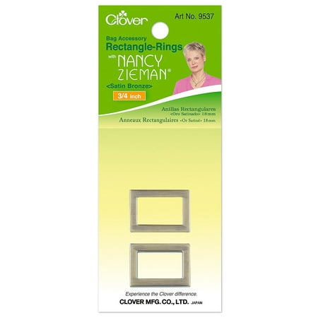 CLOVER Nancy Zieman Bag Hardware Options Rectangle-Rings 3/4-Inch, 18mm Satin Bronze, 2-Per Package