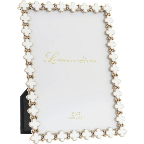 CLOVER WHITE ENAMEL GOLD 5x7 frame - 5x7