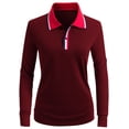 thumbnail image 1 of CLOVERY Women's Activewear 2-Button Long Sleeve Point Collar Polo Shirt (S-3XL), 1 of 5