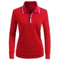 thumbnail image 1 of CLOVERY Women's Activewear 2-Button Long Sleeve Point Collar Polo Shirt (S-3XL), 1 of 5