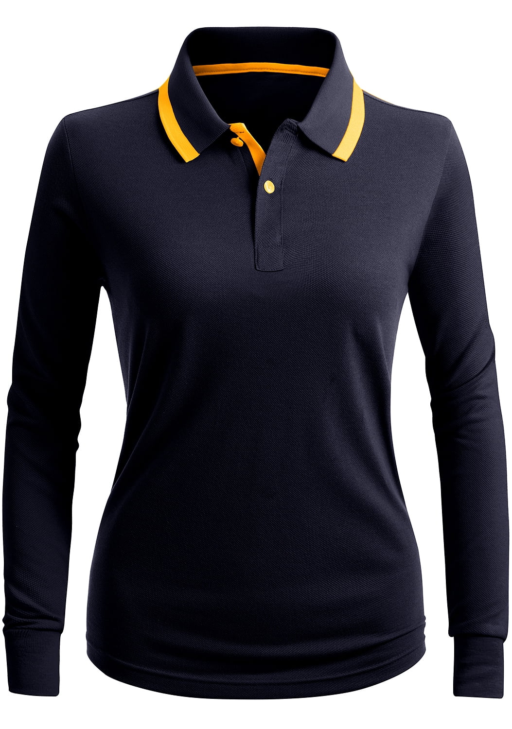 CLOVERY Women's Activewear Casual 2-Button Long Sleeve Polo Shirt (S ...