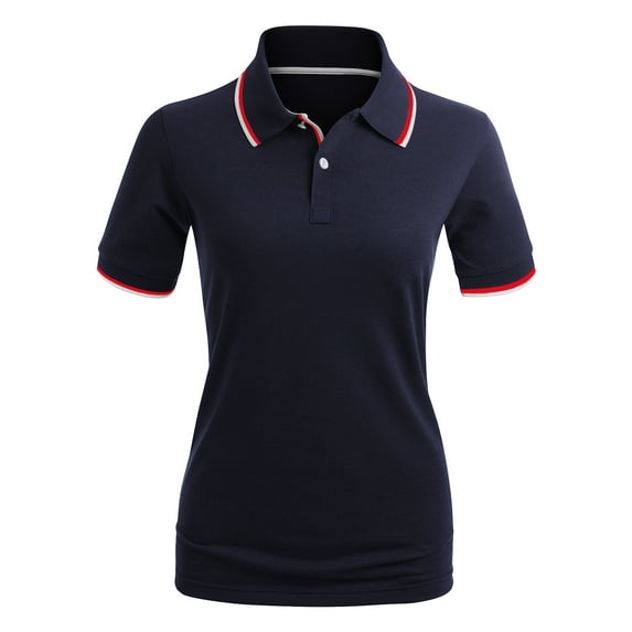 CLOVERY Women's Casual 2-Button Placket Polo Short Sleeve Shirt (S-3XL)