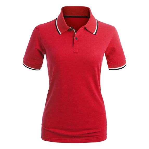 CLOVERY Women's Casual 2-Button Placket Polo Short Sleeve Shirt (S-3XL)