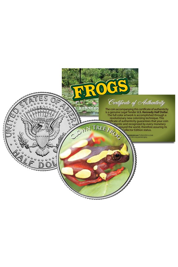CLOWN TREE FROG * Collectible Frogs * JFK Kennedy Half Dollar US Colorized Coin