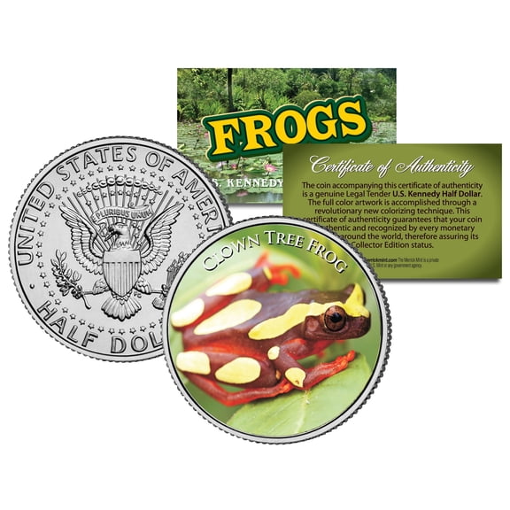 CLOWN TREE FROG * Collectible Frogs * JFK Kennedy Half Dollar US Colorized Coin
