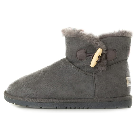 CLPP'LI Women's Single Button Mini Winter Snow Boots - Grey - 7