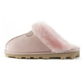 thumbnail image 1 of CLPP'LI Womens Slip on Faux Fur Warm Winter Mules Fluffy Suede Comfy Slippers - Pink - 9, 1 of 5