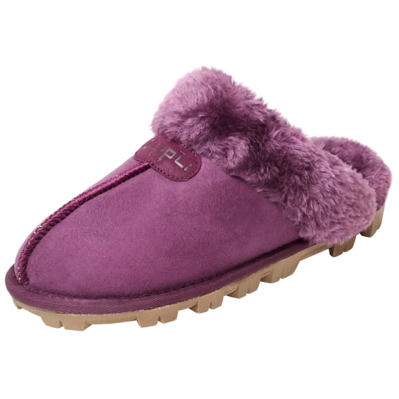 CLPP'LI Womens Slip on Winter Mules Fluffy Suede Slippers-Purple-6 ...
