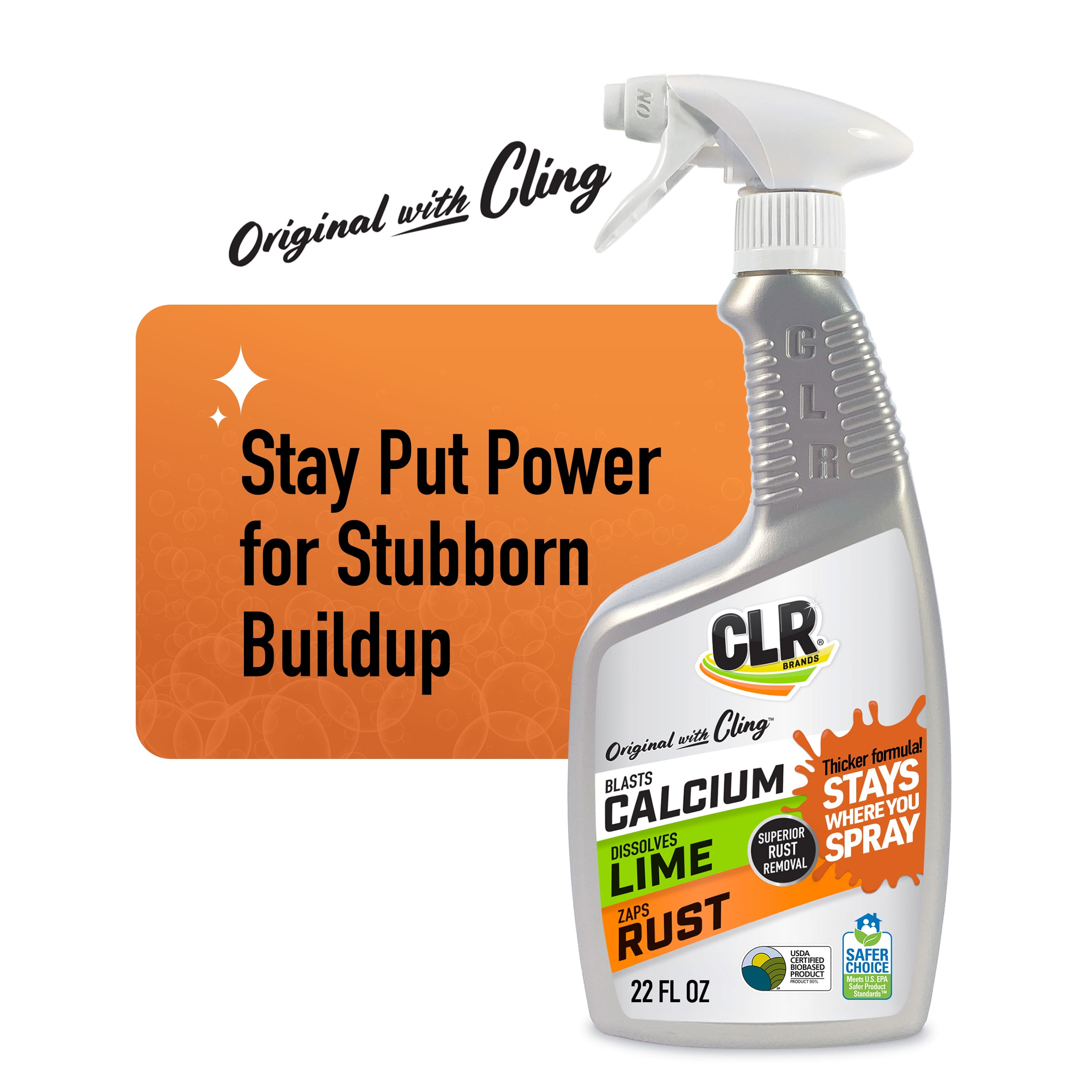 CLR Brands Calcium, Lime & Rust Remover with Cling, 22 oz. Spray Bottle
