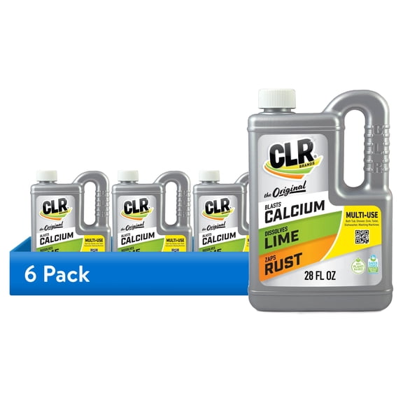 (6 pack) CLR Calcium Lime and Rust Remover, Multi-Use Household Cleaner, EPA Safer Choice, 28 oz