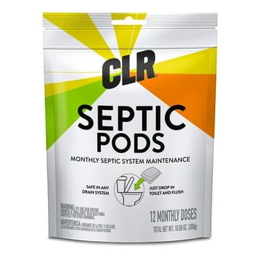 CLR Septic Pods for Drain and Septic System Maintenance, 12 Monthly Pods