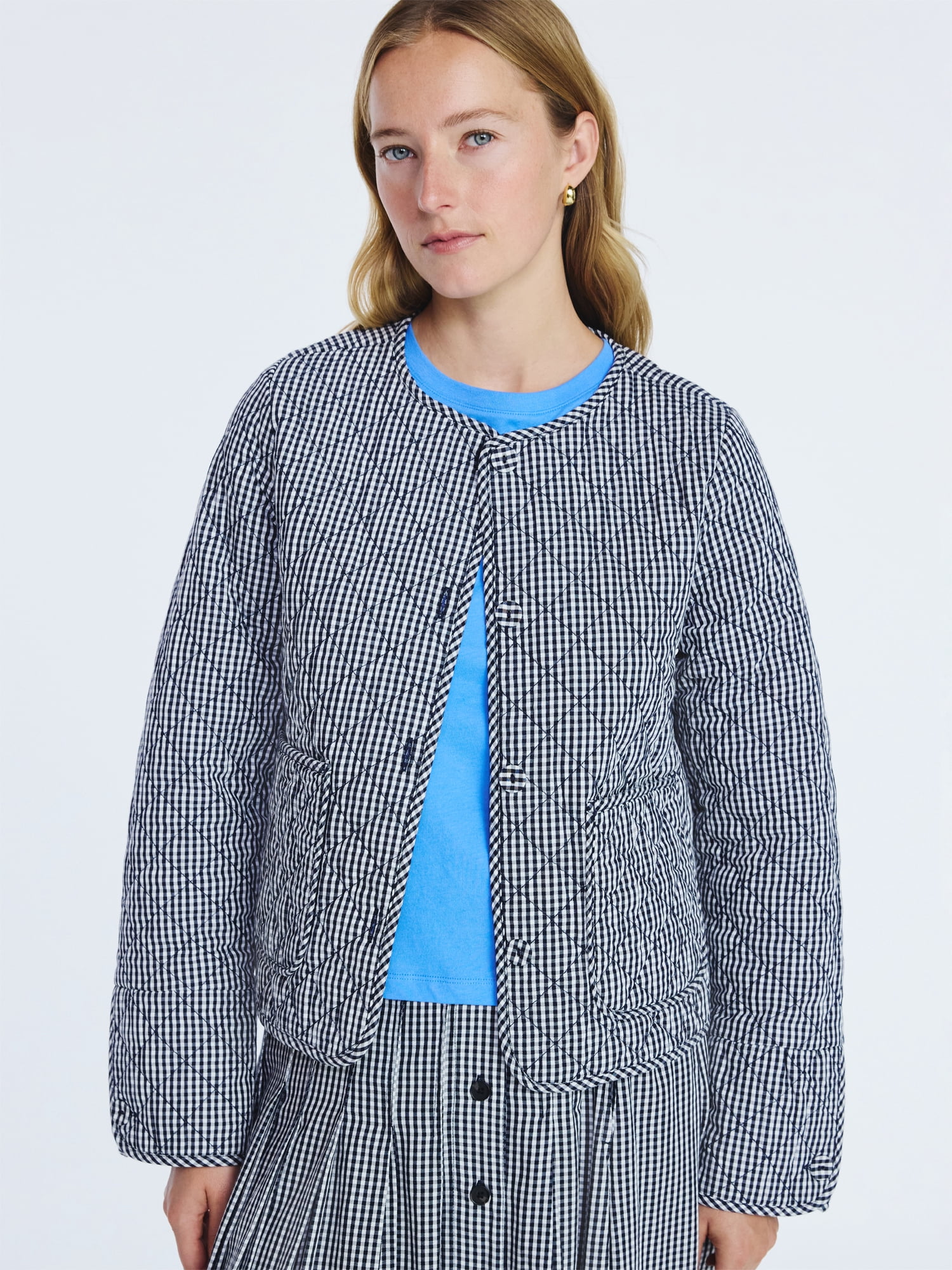 Free Assembly Women's Collarless Cotton Quilted Jacket, Sizes XS-XXL