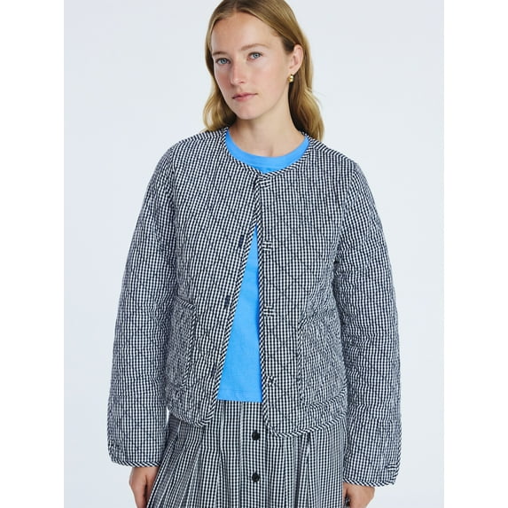 Free Assembly Women's Collarless Cotton Quilted Jacket, Sizes XS-XXL