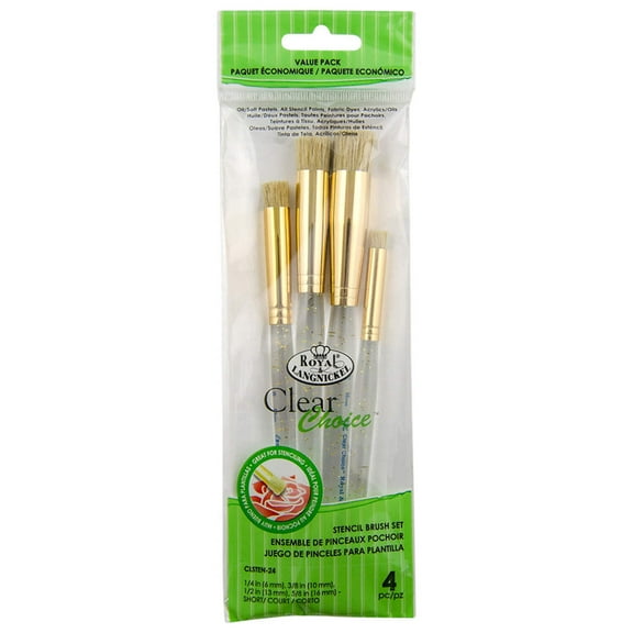 CLSTEN-24 | Clear Choice 4pc Short Stencil Brush Set