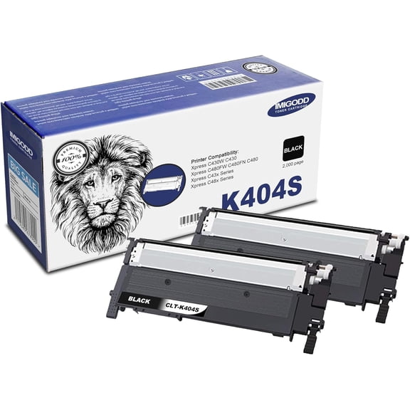 CLT-K404S Black Toner Cartridge (with Chip) Replacement Compatible for Samsung Xpress C430W C430 C480FW C480FN C480 C43x Series C48x Series Printers (2BK)