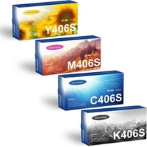 CLT-K406S CLT-C406S CLT-M406S CLT-Y406S Toner Cartridges(4-Pack, BK/C/M/Y) Toner Replacement for Samsung CLP-365 365W 360 CLX-330x Series Xpress C46x C41x Series Printe