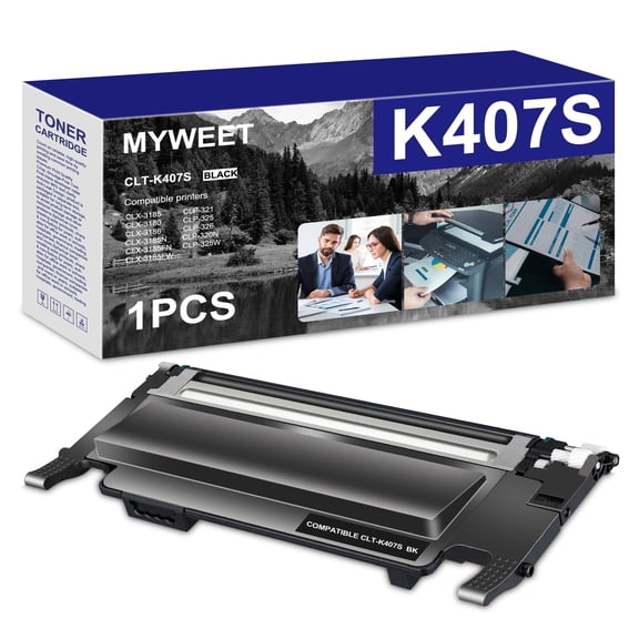 CLT-K407S Black Toner Cartridge Compatible for Samsung CLT-K407S Work with CLX-318x Series CLX-3185 CLX-3185FN CLX-3185FW CLX-3185N CLX-3180 CLX-3186 CLP-32x Printer