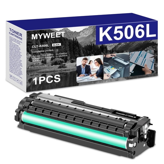 CLT-K506L 1-Pack Black Toner Cartridge Compatible for Samsung CLT-K506L Work with CLP-680ND CLX-6260FR CLX-6260FD CLX-6260ND CLX-6260FW 680DW Printer