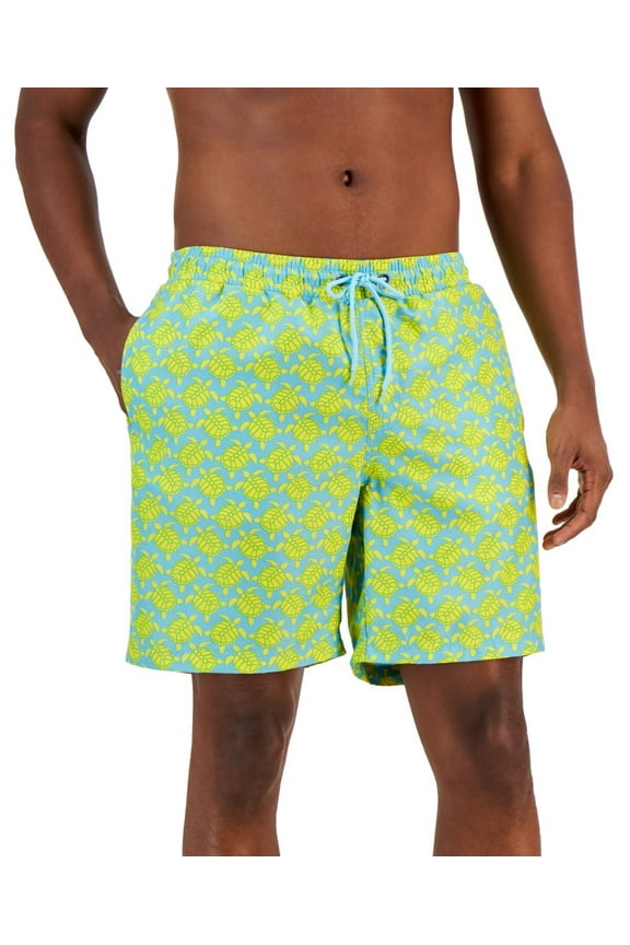 Men's Turtle Pond Swim Trunks Green/ Yellow Size Small
