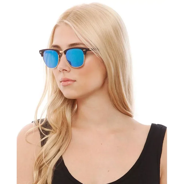 CLUBMASTER Sunglasses RAY BAN, Blue MIRRORED /FLASH Lens, RB3016