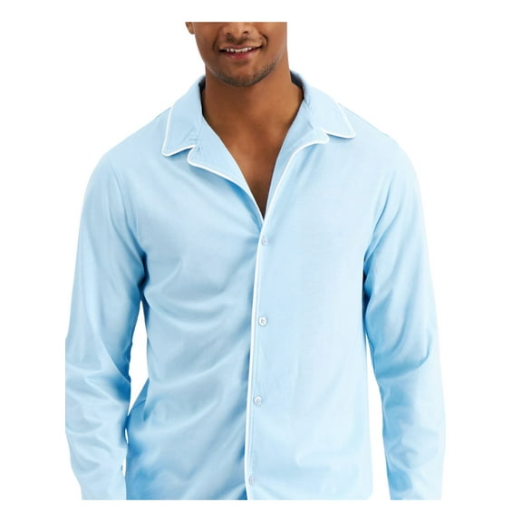 CLUBROOM Intimates Light Blue Notched Collar Sleep Shirt Pajama Top XXL