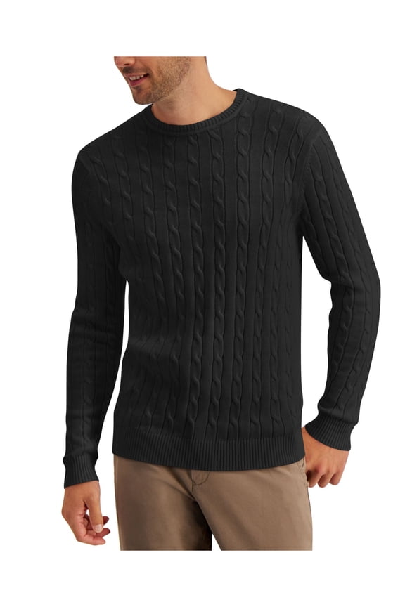 CLUBROOM Mens Black Long Sleeve Crew Neck Pullover Sweater XL