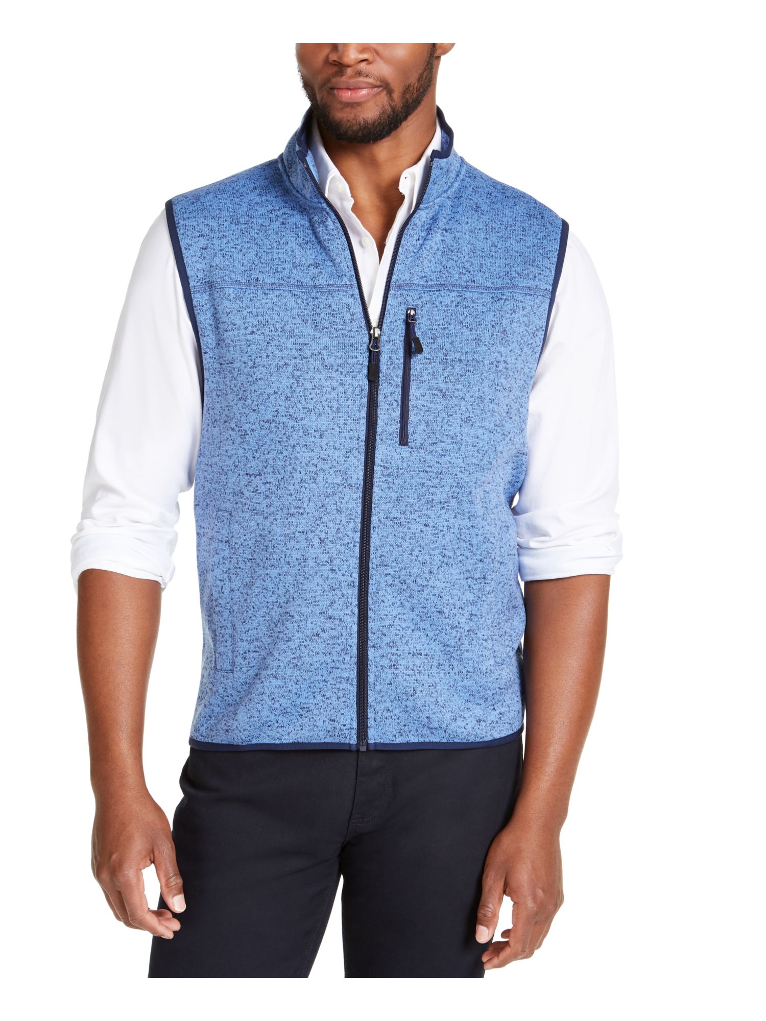 CLUBROOM Mens Blue Speckle Fleece Vest Jacket L - Walmart.com