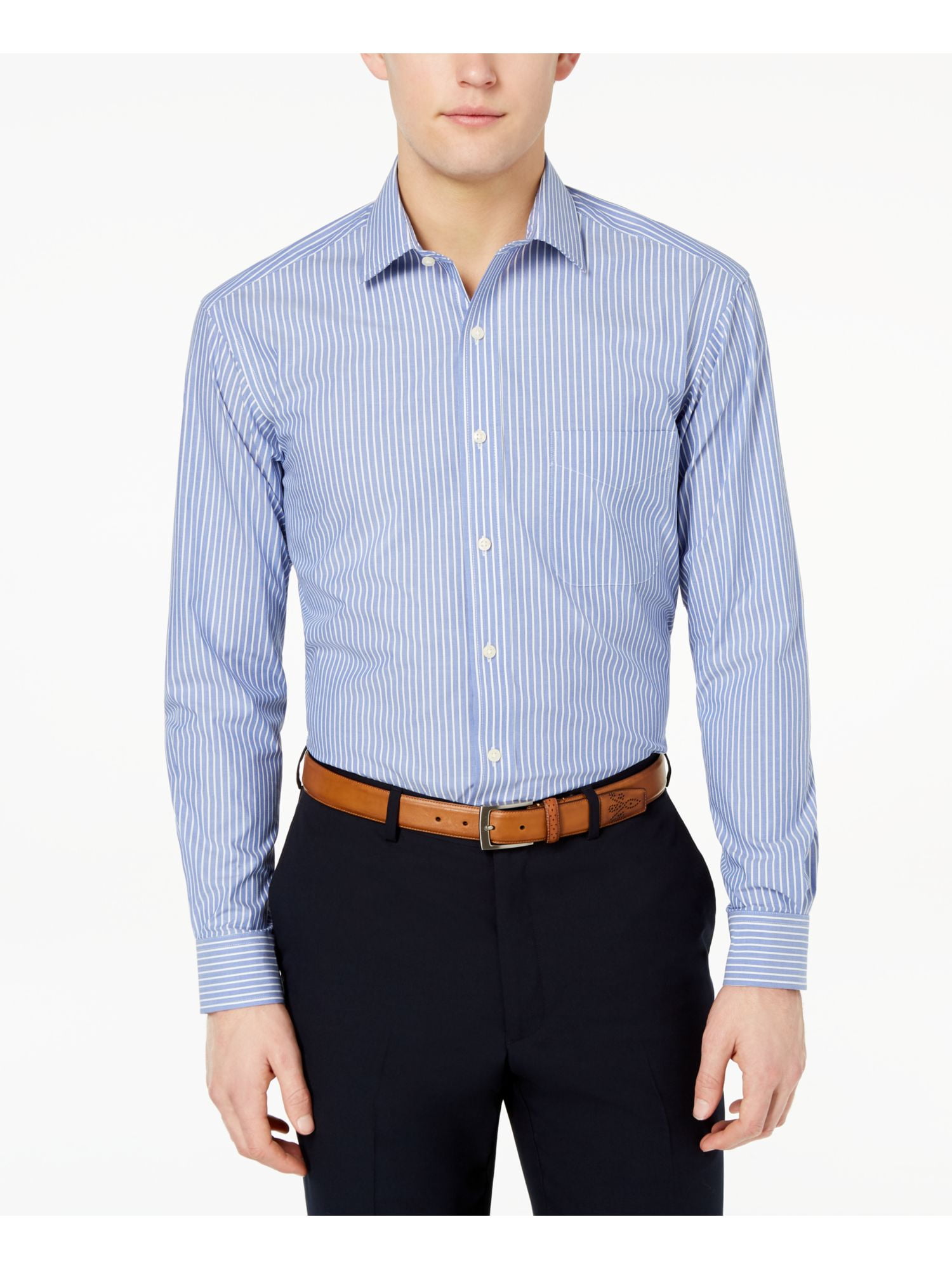 striped stretch blue shirt