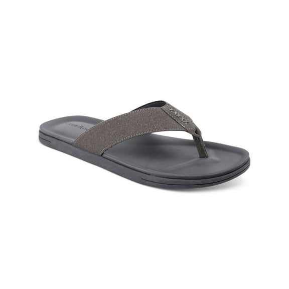 CLUBROOM Mens Gray Padded Riley Round Toe Slip On Flip Flop Sandal 10 M