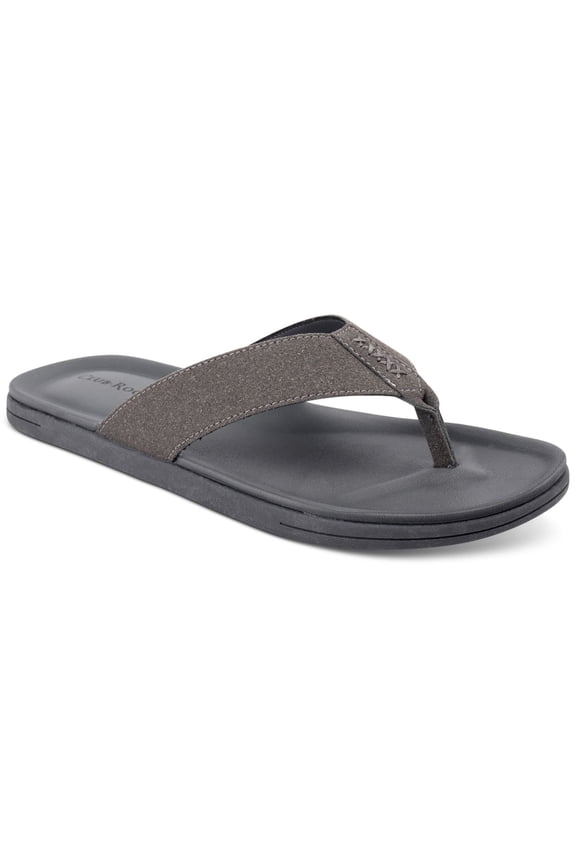 CLUBROOM Mens Gray Padded Riley Round Toe Slip On Flip Flop Sandal 10 M