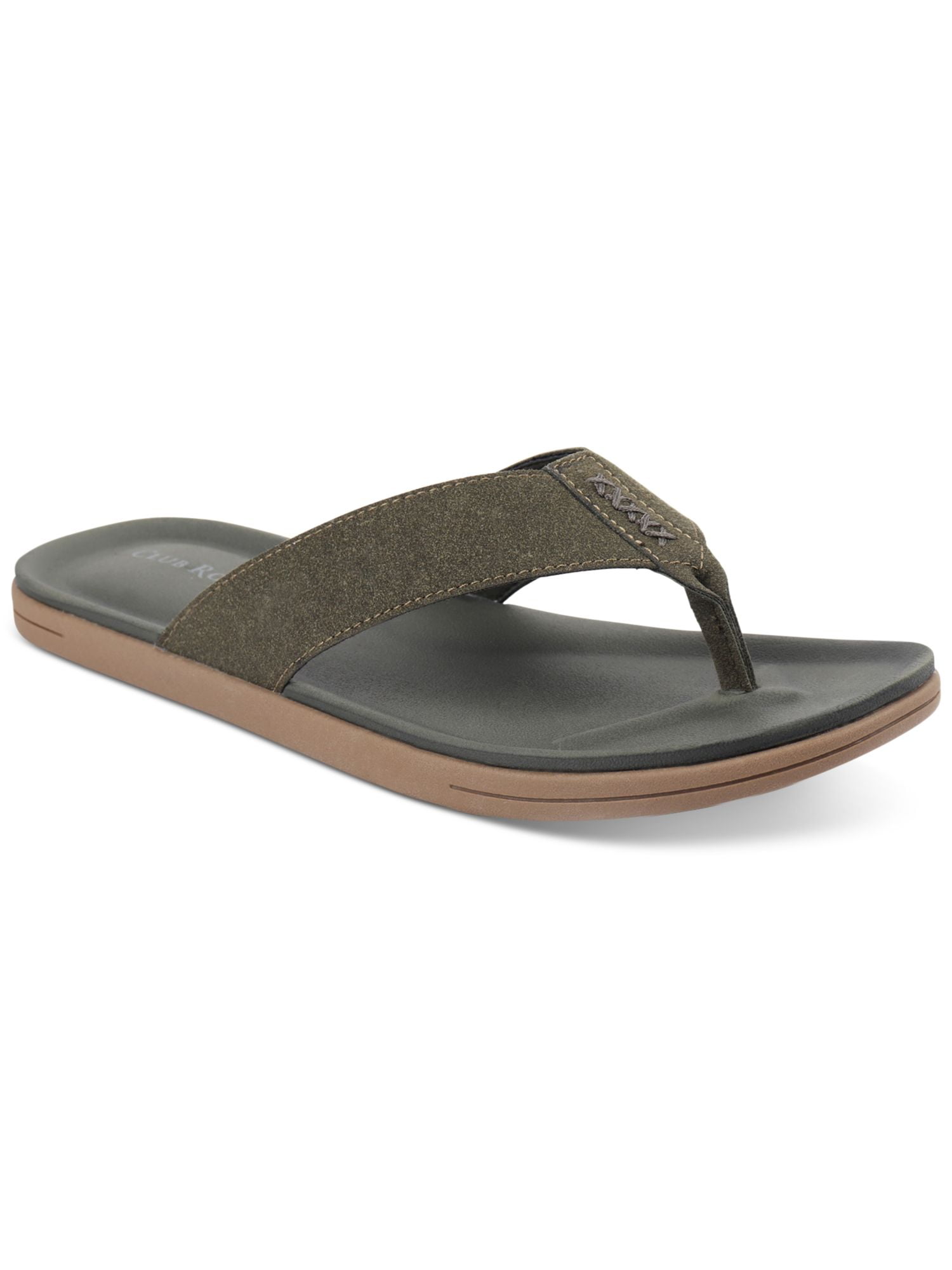 CLUBROOM Mens Green Padded Riley Round Toe Slip On Flip Flop  display picture 1