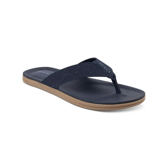 CLUBROOM Mens Navy 1 Strap Padded Riley Round Toe Slip On Flip Flop Sandal 12 M