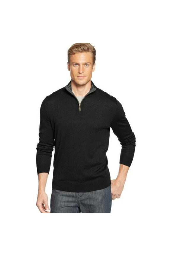 CLUBROOM Mens Navy Heather Mock Quarter-Zip Pullover Sweater XXL