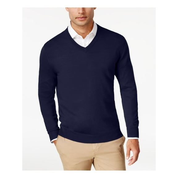 CLUBROOM Mens Navy Heather V Neck Pullover Sweater XXL