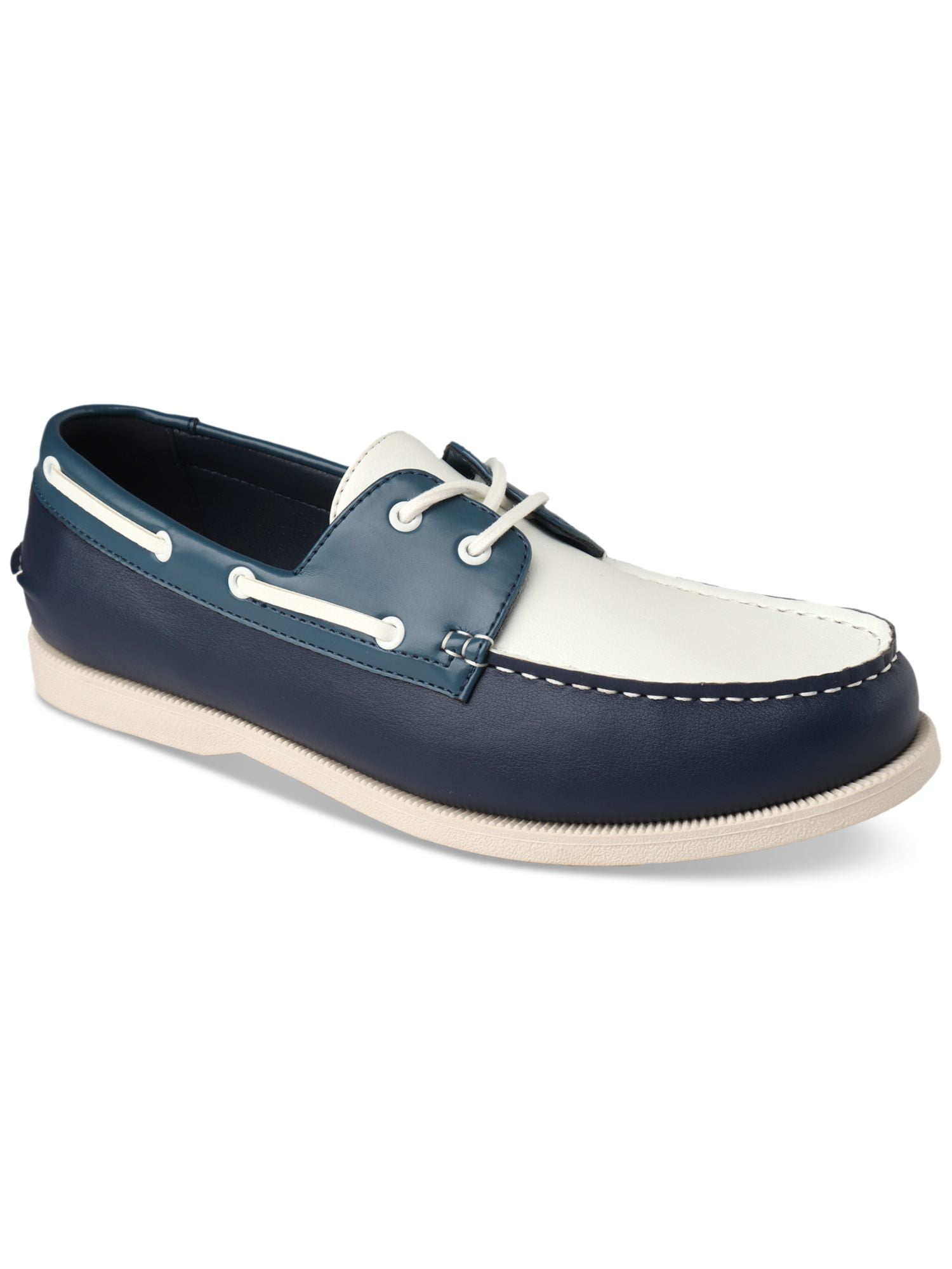 club room dress shoes CLUBROOM Mens Brown Color Block Cushioned Comfort Elliot Round Toe Lace-Up  Boat Shoes 9 M