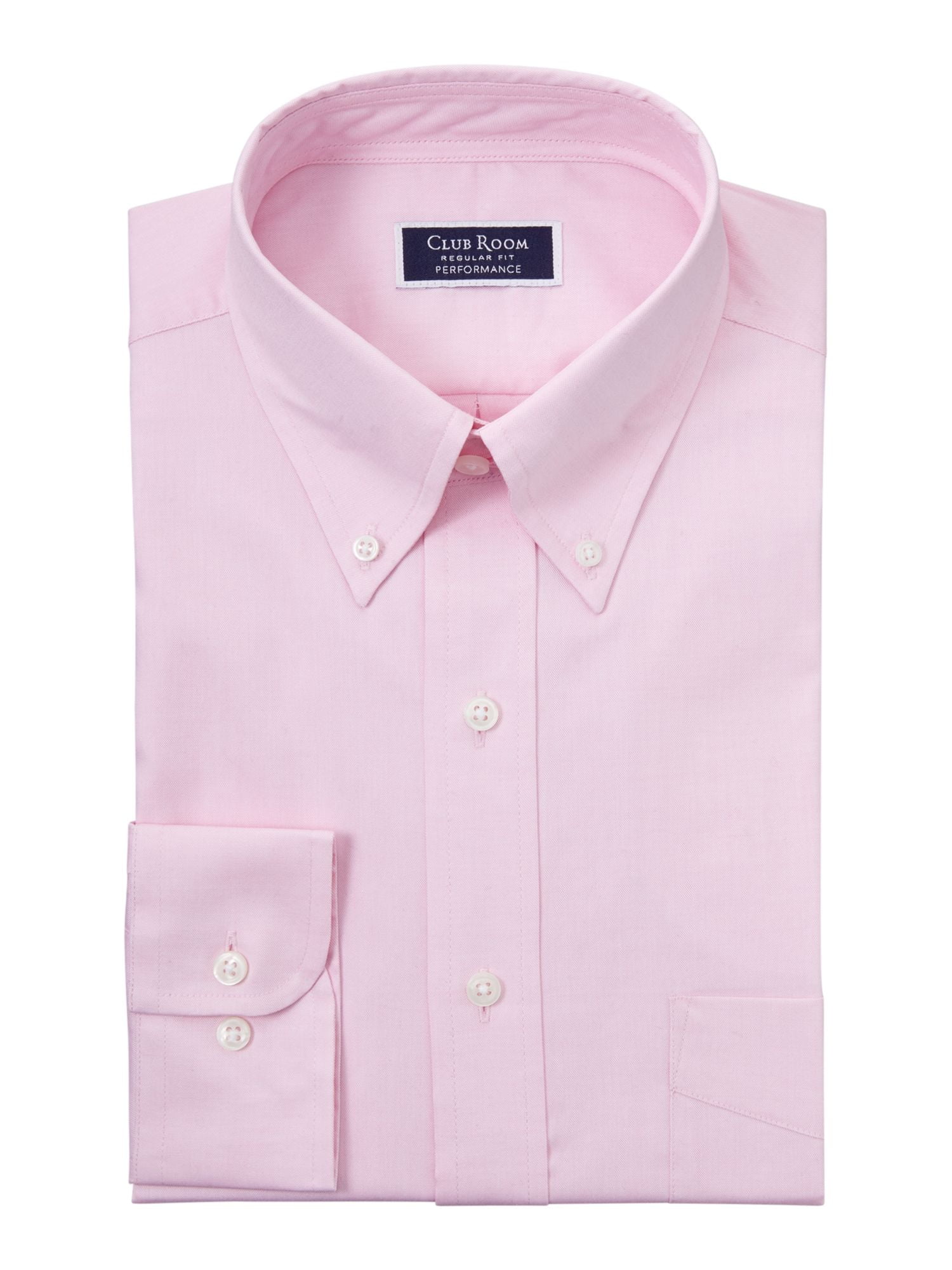 CLUBROOM Mens Pink Easy Care, Collared Classic Fit Performance Stretch ...