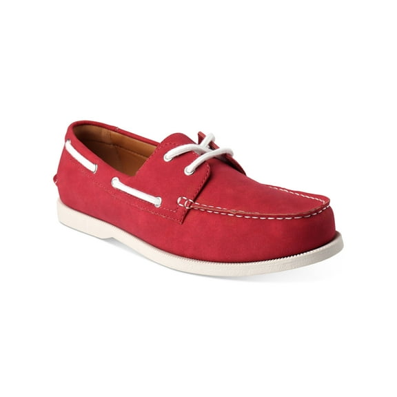 CLUBROOM Mens Red Comfort Elliot Round Toe Lace-Up Boat Shoes 10.5 M
