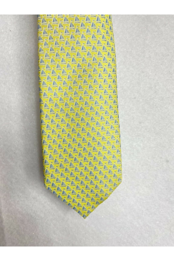 CLUBROOM Mens Yellow Sailboat Printed Classic Neck Tie
