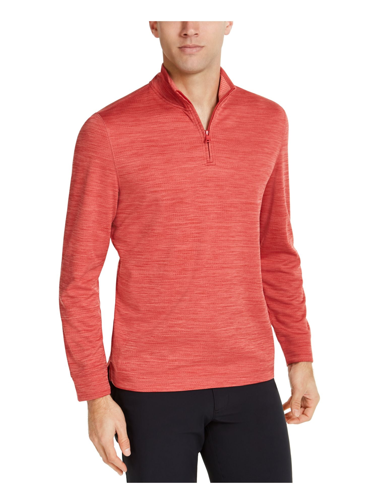 CLUBROOM PERFORMANCE Mens Coral Printed Collared QuarterZip Sweatshirt