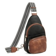 CLUCI Small Sling Bag for Women,Vegan Leather Fanny Pack Crossbody Bags for Women,Chest Bag With Guitar Strap