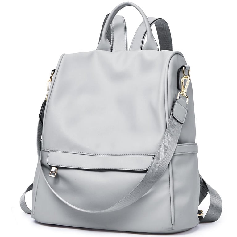 New Cluci Gray Leather Backpack CLUCI Womens Backpack Purse Leather Convertible Bookbag  main image 3