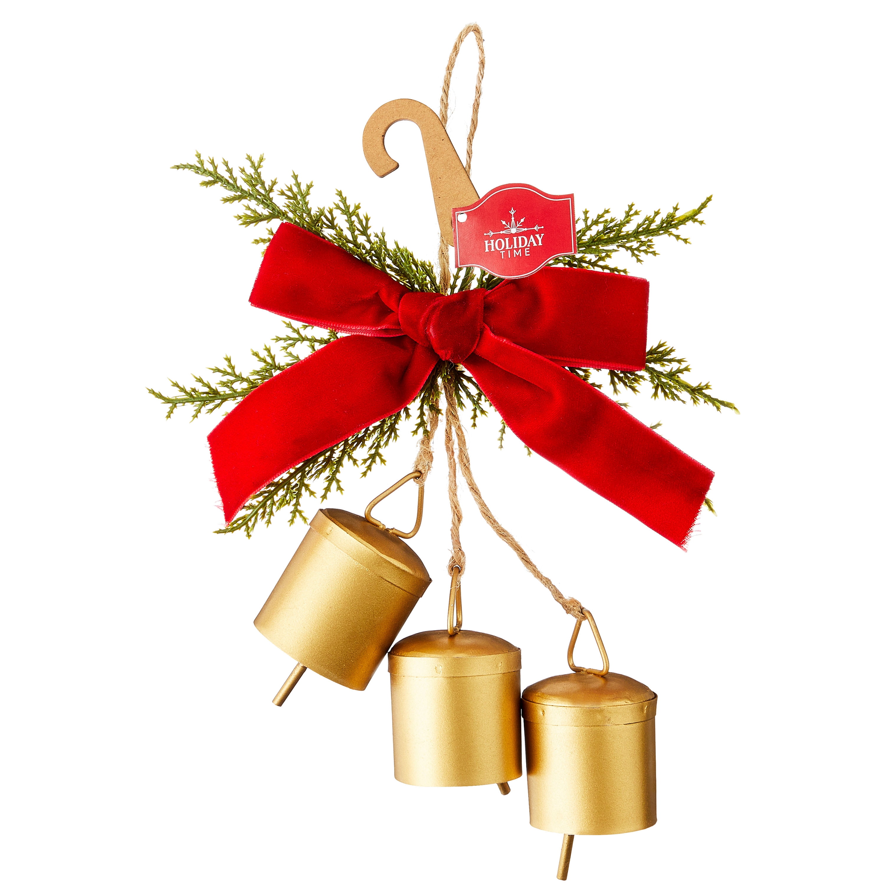 Gold Bells with Bow Christmas Ornament, 9", by Holiday Time