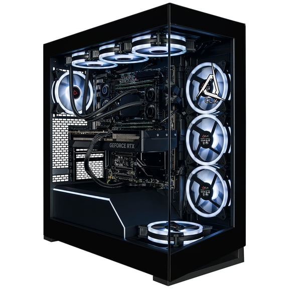 CLX Horus Creator Mid-Tower AI Workstation, AMD Ryzen Threadripper 9980X 3.2GHz, 256GB RAM, 4TB SSD, NVIDIA GeForce RTX 5090 32GB, Windows 11 Pro, Black
