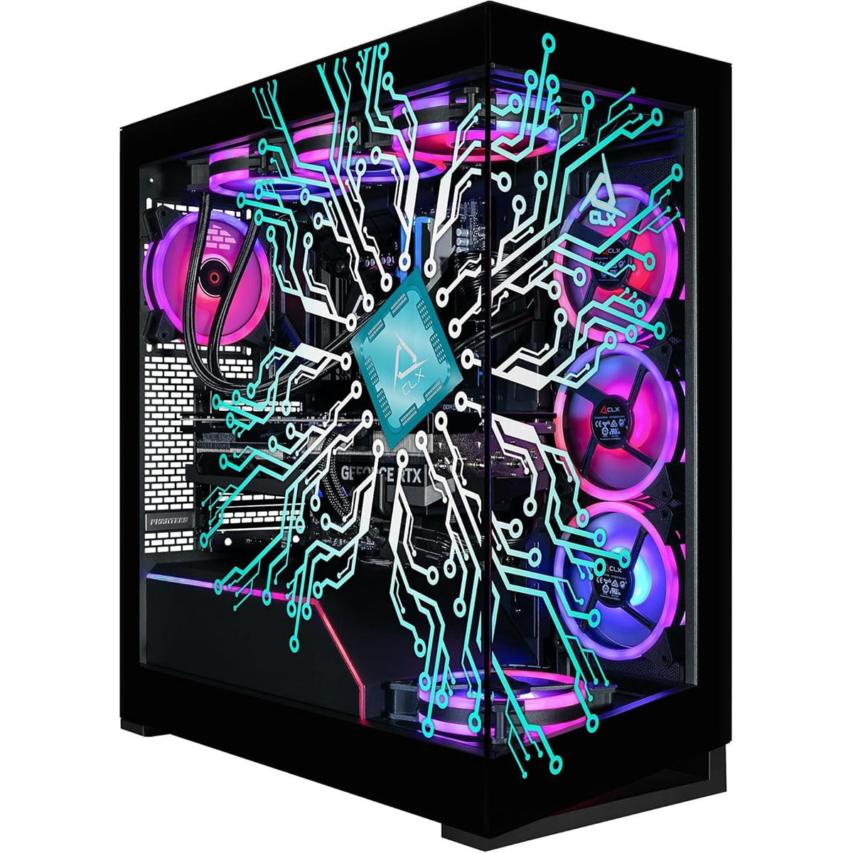 CLX Horus Gaming Desktop Computer, Intel Core Ultra 9 285K, 64 GB, 6 TB HDD, 2 TB SSD, Mid-tower, Black